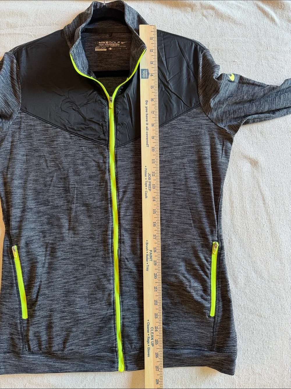 Nike Golf DRI-FIT Womens Black & Gray Heather Performance Jacket Neon Yellow